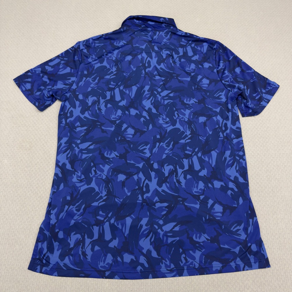 RLX Ralph Lauren Polo Shirt Mens L Blue Camo Performance Golf Stretch Athleisure - Picture 2 of 7